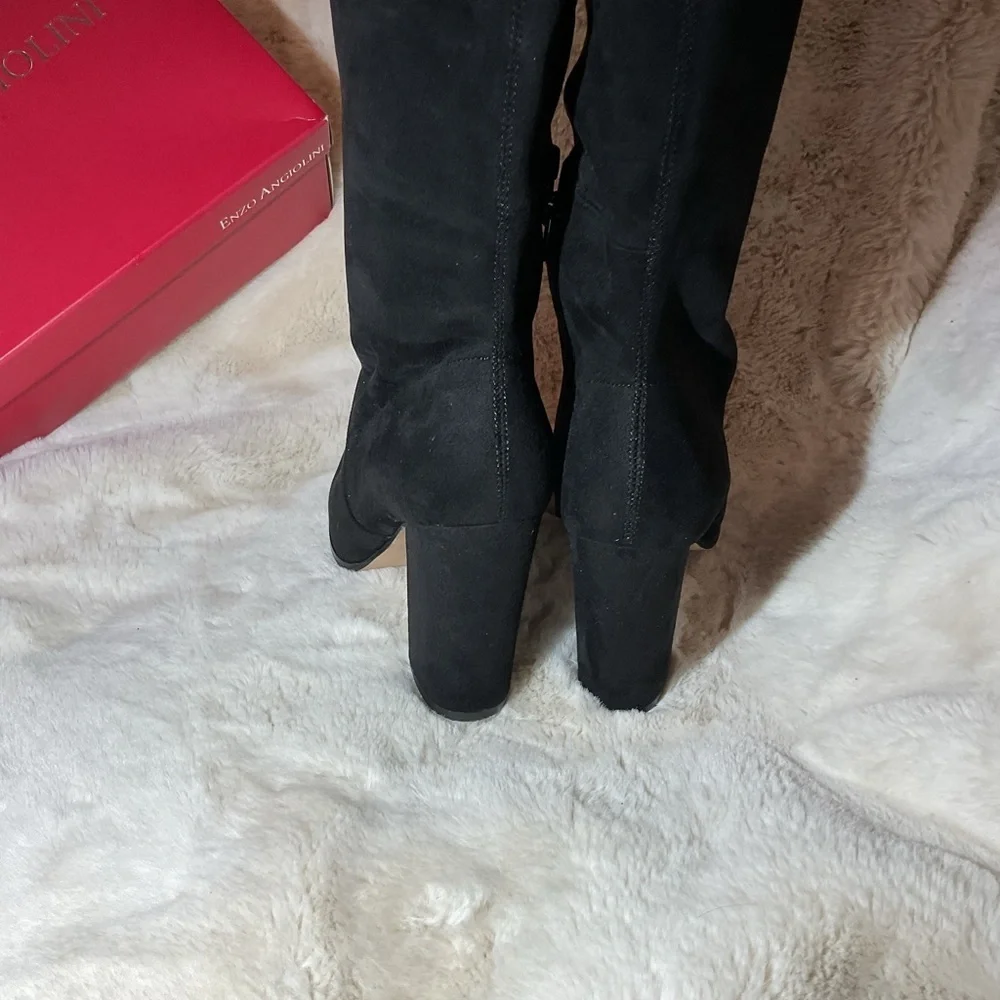 Enzo Angiolini Microsuede black block heel boots